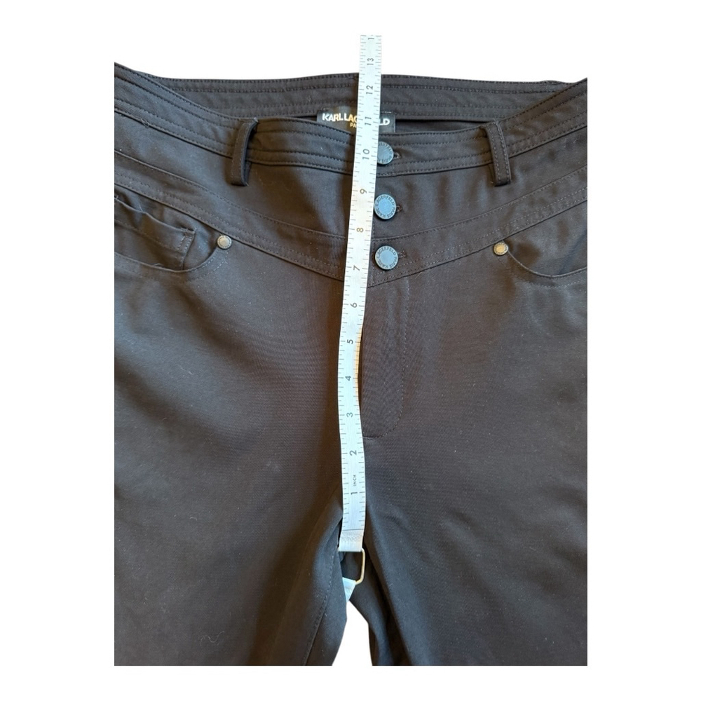 Karl Lagerfeld Paris Women's High Waisted Button Fly Black Ankle Pants 8 - Picture 10 of 11